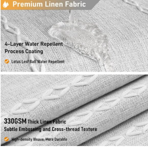 Boho Linen Shower Curtain Gray Extra Long Embroidered Tassels 73 x 96 Farmhouse - Picture 2 of 15